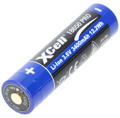 Imagen del producto de Batería de iones de litio Pro 18650, batería de iones de litio protegida, con puerto de carga USB-C, capacidad mínima de 3250 mAh, capacidad máxima de 3400 mAh, 3,6 voltios, 71,1 mm x 18,8 mm