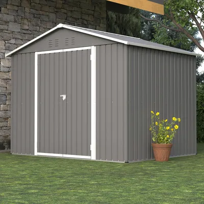 Immagine prodotto di Casetta da giardino - Capanno da giardino - Deposito - Capanno per attrezzi - Metallo - Acciaio resistente agli agenti atmosferici - Ventilazione - Con serratura