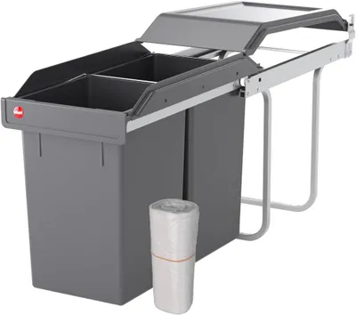 Immagine prodotto di Contenitore per rifiuti da cucina - Contenitore per la raccolta differenziata - Sistema integrato - 30 litri - Grigio scuro