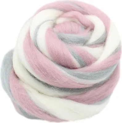 Produktbild von Filzwolle zum Trockenfilzen und Nassfilzen - Farbe Rosa-Grau-Weiß 20gr.
