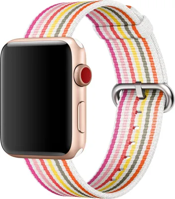 Immagine prodotto di Cinturino Apple Watch in nylon intrecciato a righe rosa, 42 mm