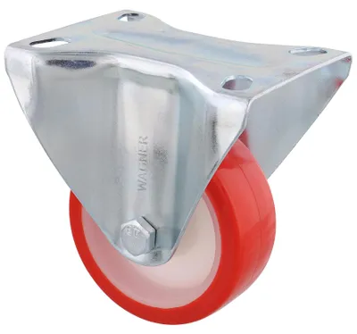 Produktbild von WAGNER Soft-Bockrolle/Möbelrolle Ø 80 mm, Transportrolle mit Rollenlager, Stahl, weiß/rot, Tragkraft 50 kg - 04348001