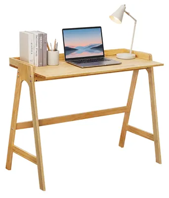 Produktbild von Relaxdays Schreibtisch, Holz, HxBxT: 81,5 x 107 x 48,5 cm, kleiner Arbeitstisch, Home Office Computertisch, natur