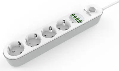 Image de KRAFT&DELE Câble d'extension 2m, 4 prises, 4 USB KD4030