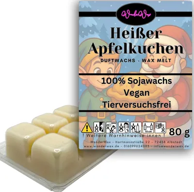 Produktbild von WonderWax Duftwachs Weihnachten Wax Melts für Duftlampe, 6 Würfel Duftmelt Wachsmelt Sojawachs Duftwachs Würfel für Raumdüfte, Wachs Duftöl Winter Indoor Schmelzen für Aromalampe Heißer Apfelkuchen