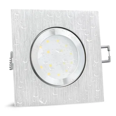 Produktbild von SSC-LUXon QW-2 Einbaustrahler LED flach gebürstet für Bad & Außen IP44 - mit 4W LED Modul neutralweiß 230V - Spot quadratisch