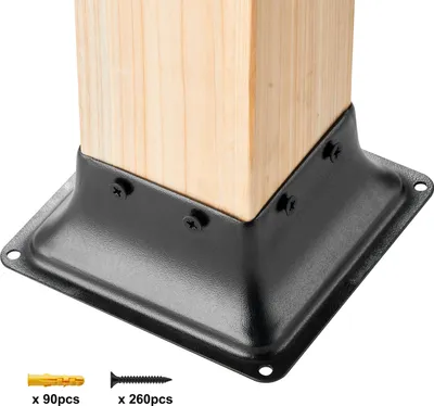 Immagine prodotto di SucceBuy base per palo 101,6 x 101,6 mm, 20 pezzi, interno 91 x 91 mm robusta staffa in acciaio verniciato a polvere, adatta per gli ancoraggi standard dei pali in legno, supporto per il ponte per corrimano e ringhiera della veranda