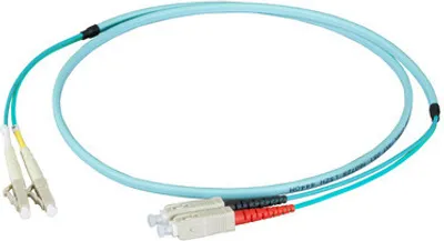 Immagine prodotto di Cavo duplex LC-SC 50/125 µm, OM3, LSZH -- colore acquamarina, Flat Twin 3x5 mm, 5 m