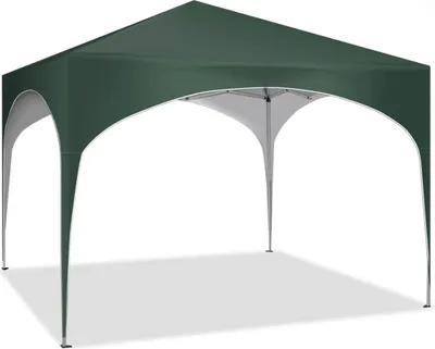 Produktbild von Happiq 3x3m Pop-Up Partyzelt – Wasserfestes Gartenpavillon mit Halbrunddach – Höhenverstellbares Faltzelt mit Tragetasche – Grün