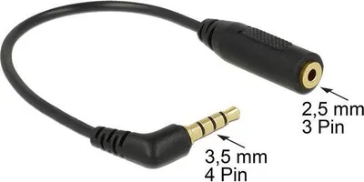 Produktbild von DeLOCK 0.175m 3.5mm/2.5mm, 3.5mm, Männlich, 2.5mm, Weiblich, 0,175 m, Schwarz
