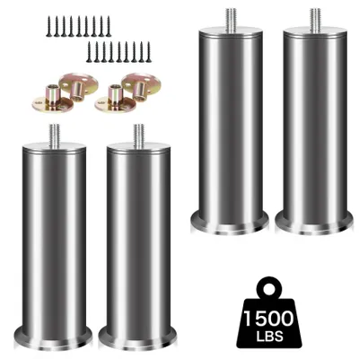 Image de Omgoods - Lot de 4 pieds réglables en acier inoxydable pour meubles | Hauteur : 3-32 cm