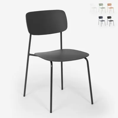 Produktbild von Stuhl aus Polypropylen und Metall Esszimmer, modernes Design Josy - Schwarz