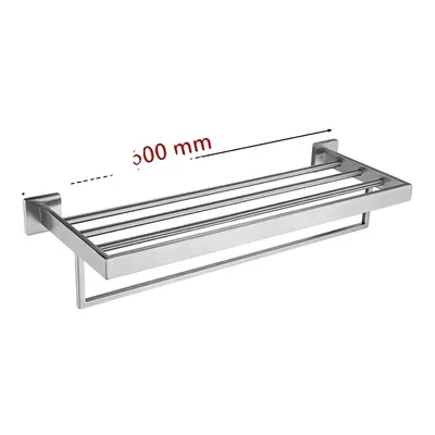 Zdjęcie produktu dla Akcesoria łazienkowe, konstrukcja ze stali nierdzewnej, wykończenie nikiel szczotkowany, wieszak na ręcznik 60 cm