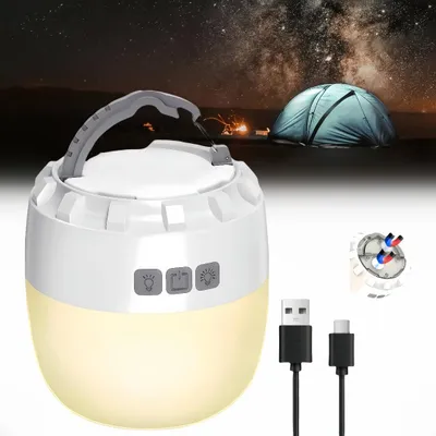 Produktbild von 4-in-1 LED Campinglampe mit Stufenloses Dimmen, Tragbar Camping-Lichter mit Magnetbasis, Multifunktionale Campingleuchten, Warnleuchten für Notfall