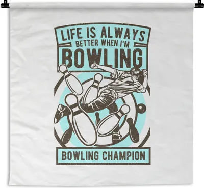 Produktbild von MuchoWow® Wandteppich Wandbehang Bowling - Zitate - Jahrgang 60x60 cm Tapisserie Dekoration Wandtuch - Dekorationen - Wand Decke