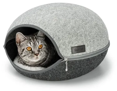 Produktbild von Katzenhöhle Katzenbett Katzenkorb Katzenhöhle Filz - Mit weichem Kissen - 46 x 38 x 24 cm - Grau