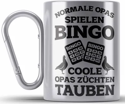 Produktbild von Trendation - Taubenzüchter Geschenkidee Edelstahl Tasse Karabiner mit Spruch Taubenbesitzer Geschenk Taubenliebhaber Opa (Silber)
