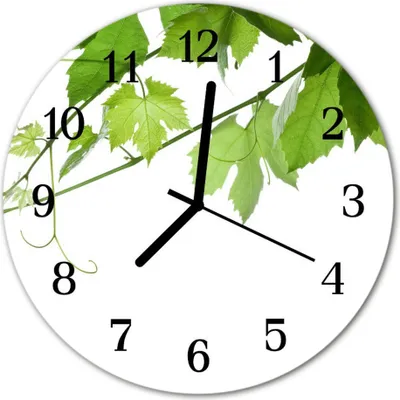 Produktbild von Glasuhr Wanduhr Küchenuhr Echt-Glas 30fi cm Laub weiß