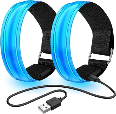 Productafbeelding van Led-armband - Lichtarmband - Zichtbaar zijn - Oplaadbaar design - 2 stuks - Blauw