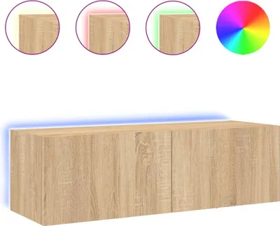 Produktbild von vidaXL TV-Wandschrank mit LED-Leuchten Sonoma-Eiche 100x35x31 cm
