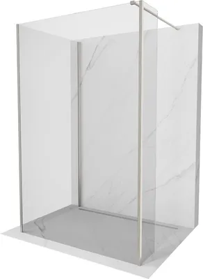 Produktbild von Mexen Kioto Duschwand Walk-in 90 x 90 x 40 cm, transparent, gebürstetes Nickel - 800-090-090-221-97-00-040
