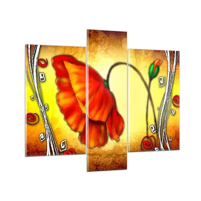 Produktbild von Bilder auf glas - Blume linien markierungen - 95x80cm - Glasbilder - Wandbilder - Kunstdruck - zum Aufhängen bereit - Wanddekoration aus Glas - Glas Bilder - Wandbild auf Glas - GCB95x80-0815