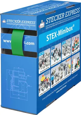 Immagine prodotto di 136497 Tubo termorestringente STEX24 3:1, scatola mini con 4,4 m, verde 12,0/4,0 mm, 1/2 pollice, WSB3 Temperatura di restringimento min. 70°C,