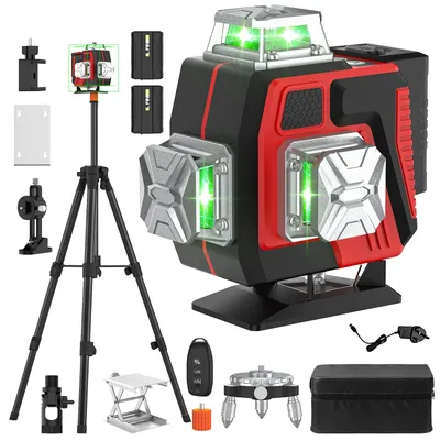 Produktbild von 16-Linien-4D-Laser-Nivelliergerät - 360° Horizontale und Vertikale Linien - Batterie Enthalten - Stofftasche - Aluminiumbasis