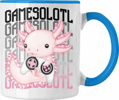 Produktbild von Trendation - Axolotl Tasse Geschenk Schwanzlurch Gamer Gamesolotl Geschenkidee für Schwanz-Lurch Liebhaber (Blau)