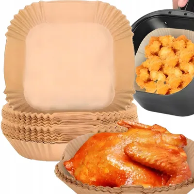 Produktbild von Papierene Einlagen für Heißluftfritteuse - 20x20cm - 100 Stück - Anti-anbrennen - Fritteuse - fur Airfryer