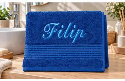 Produktbild von Frotteehandtuch mit Namensstickerei - 70x140 cm - Blau