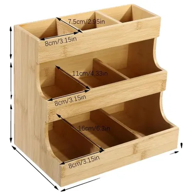 Obrázek produktu pro Držák na čajové sáčky, 9 přihrádek, 3stupňový design, hnědý