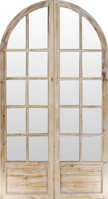 Produktbild von Spiegelwand aus Kiefernholz mit gealterten Oberflächen - 2 Platten - L 96 x H 180 cm - Natur - KEDIRI