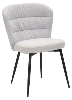 Produktbild von Set mit 2 grauen LOSANNA-Stühlen (58 x 60,5 x 85 cm) – Polsterstühle mit schwarzen Metallbeinen – Glamouröses 70er-Jahre-Design