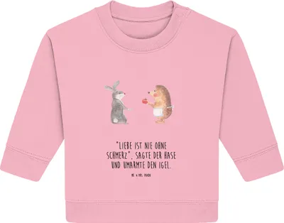 Produktbild von Mr. & Mrs. Panda Organic Baby Pullover Hase Igel 6. - 12. Monat - Baumwolle Pink - Geschenk, Herzschmerz, Liebe Spruch, Lustige Sprüche, Trösten, Trennungsschmerz, Bullover