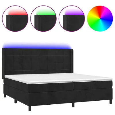 Immagine prodotto di vidaXL Letto a molle con materasso e LED nero 200x200 cm in velluto