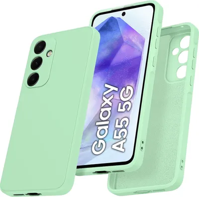 Image de Etui pour Samsung Galaxy A55 Etui en silicone liquide souple, antichoc en caoutchouc Vert
