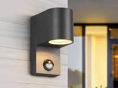 Produktbild von Außenwandleuchte mit Bewegungsmelder, Downlight Anthrazit Höhe 15cm mit GU10 LED