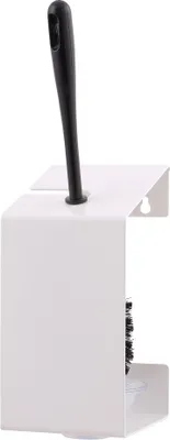 Produktbild von MediQo-line WC-Bürstenhalter in Weiß oder Edelstahl zur Wandmontage inkl. Schwarz-Weißer Bürste, Farbe:Edelstahl.weiß. pulverbeschichtet
