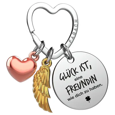Produktbild von Beste Freund Schlüsselanhänger Glücksbringer mit Herz und Gravur - Beste Freund Geschenk Schlüsselanhänger Herz - Beste Freund Geschenkengel Glücksbringer