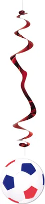 Produktbild von Hänge-Dekoration Fussball 6 Stück blau-weiß-rot 80 cm - Einheitsgröße