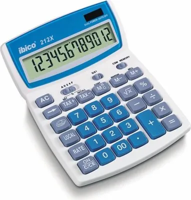 Image de calculatrice de bureau ibico 212X, écran LCD 12 chiffres