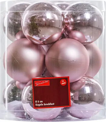 Produktbild von TrendLine Weihnachtskugeln bruchfest, langlebig Ø 6 cm rosé 12 Stück