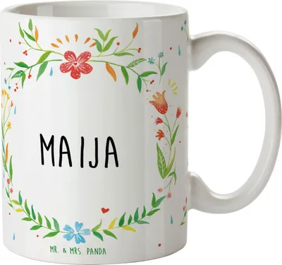 Produktbild von Mr. & Mrs. Panda Trinkbecher Maija - Geschenk, haferl, Tasse, Teetasse, Teebecher, Kaffeebecher, Kaffeetasse