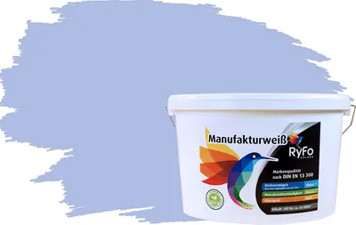 Produktbild von RyFo Colors Bunte Wandfarbe Manufakturweiß Veilchenlila 10l - weitere Violett Farbtöne und Größen erhältlich, Deckkraft Klasse 1, Nassabrieb Klasse 1