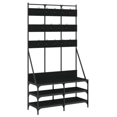 Image de Porte-vêtements et rangement des chaussures noir 100x40x184 cm