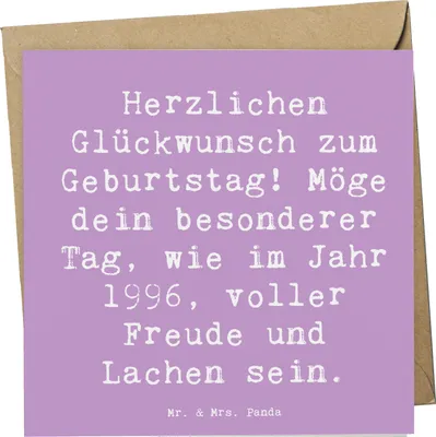 Produktbild von Mr. & Mrs. Panda Grußkarte Spruch 1996 Geburtstag Freude - Lavendeltraum - Geschenk, anlasskarte, faltkarte, doppelkarte, Jubiläum, Jahrgang, nostalgisches, Geschenke für
