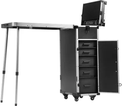 Produktbild von Professionelle Make-Up Zug-Fall - Aluminium Kosmetikkoffer mit Arbeitsfläche