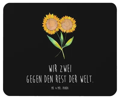 Produktbild von Mr. & Mrs. Panda Mauspad Blume Sonnenblume - Schwarz - Geschenk, Sonnenblumen, Mouse Pad, Mousepad, Beste Freundin, pc, mausteppich, mousematte, Zusammen, Garten