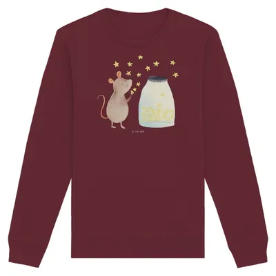 Produktbild von Mr. & Mrs. Panda Baumwoll Sweatshirt Maus Sterne Größe XXL - Burgundy - Geschenk, Schwangerschaft, Nachhaltiger Pullover, Lustige Sprüche, Sweater, Geburtstag, Pulli